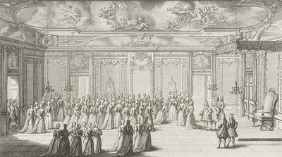La sala delle udienze durante la ricezione della sposa al Palazzo di Dresda il 2 settembre 1719 da Gérard II Scotin